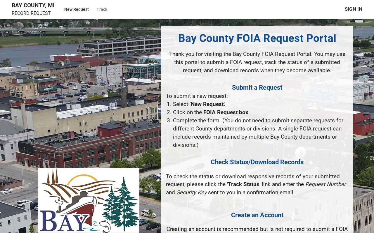 Bay County online FOIA request portal